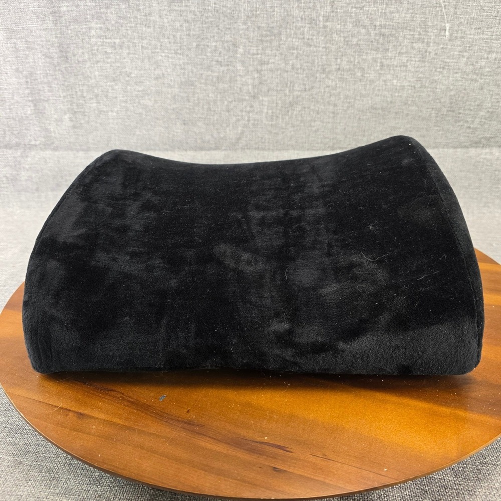 Qutool Black Velour Lumbar Support Pillow Cushion Ergonomic Back Support w/Strap - Picture 4 of 8